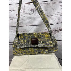 Dana Herbert Shoulder‎ Bag Woven Grey Yellow Brown